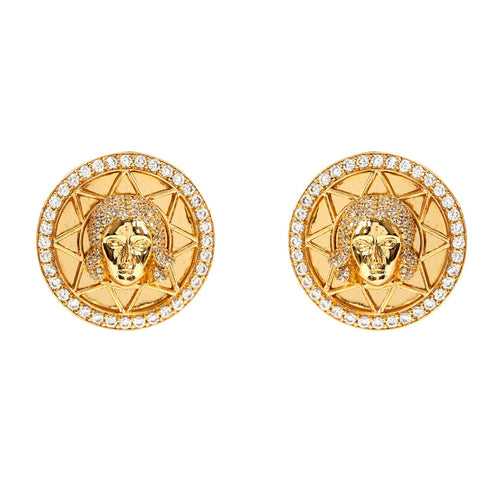 Ethereal Aura Stud Earrings - Gold Plated