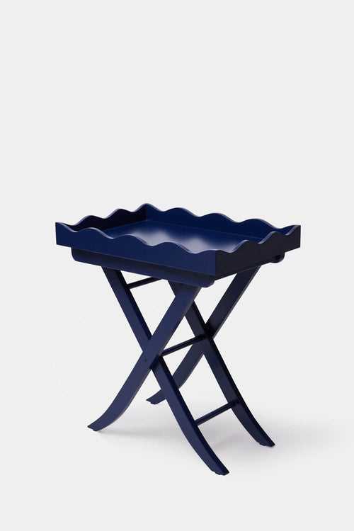 Scalloped Tray Table - Azure