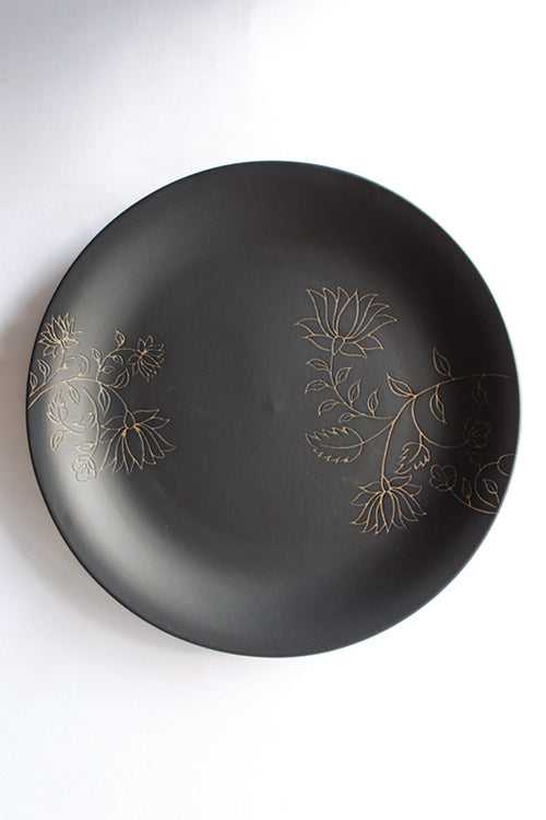 Mughal Flat Platter - Matte Black