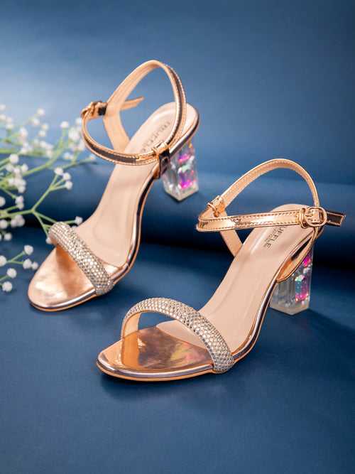 Rose Gold Diamond Block Sandals (TC-F66064-RGLD)