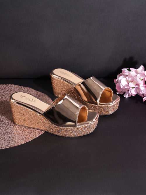 Rose Gold Patent Slip-On Wedges (TC-ST-010-RGLD)