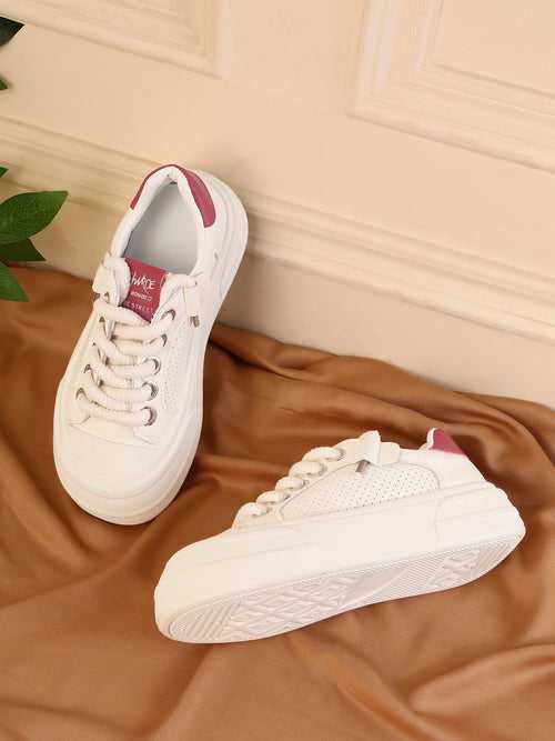 Beige PU Lace-Up Sneakers (TC-RS3652-BEIGRD)