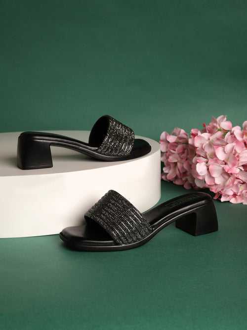 Black PU Block Sandals (TC-REN-T25-BLK)