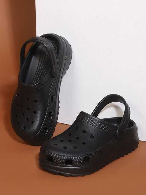 Black PU Slip-On Croc Flats (TC-EZ0129-01-BLK)