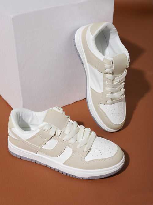 Nude PU Lace-Up Sneakers (TC-RS3487-NUD)