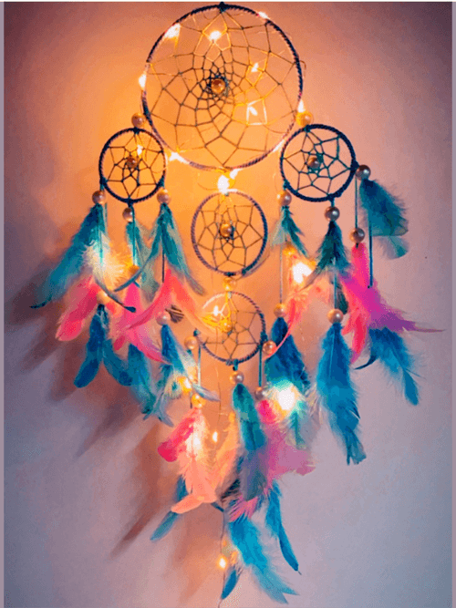 Large Pastel 4 Tier Dream Catcher with Pretty Lights