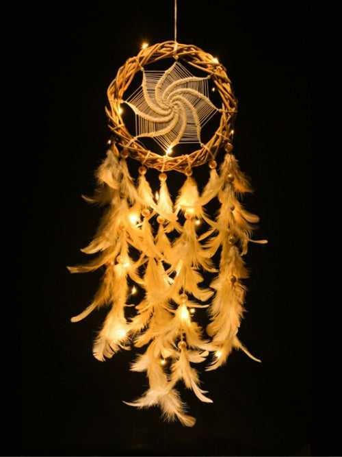 White Magic Wreath Dream Catcher with Pretty Lights