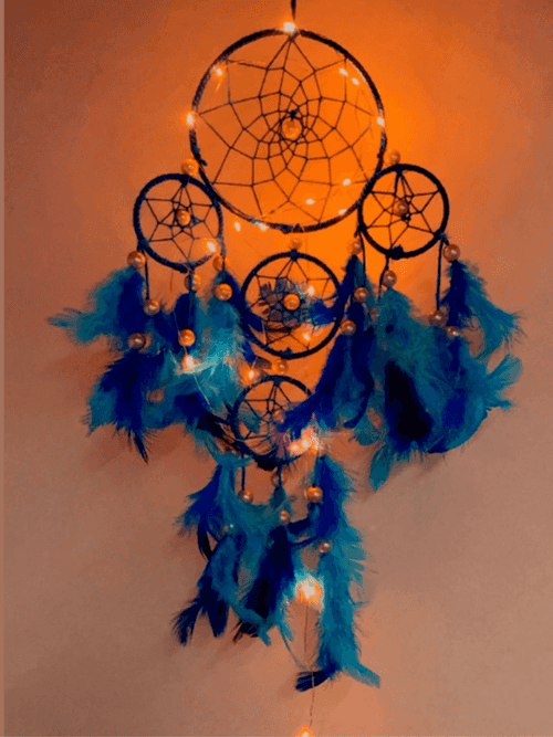 Blue 4 Tier Dream Catcher with Pretty Lights