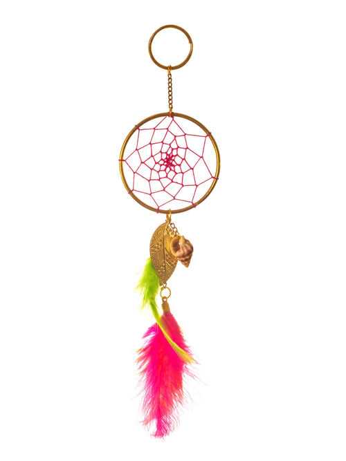 Pink Green Dream Catcher Keychain