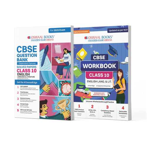 CBSE Question Bank + CBSE Workbook Class 10 English Language & Literature (Set of 2 Books) Updated As Per NCF For Latest Exam