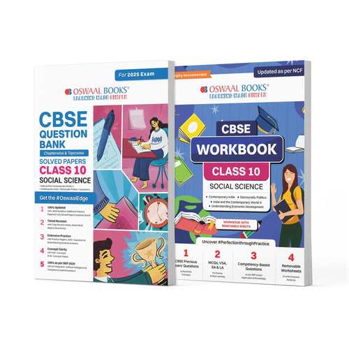 CBSE Question Bank + CBSE Workbook Class 10 Social Science (Set of 2 Books) Updated As Per NCF For Latest Exam