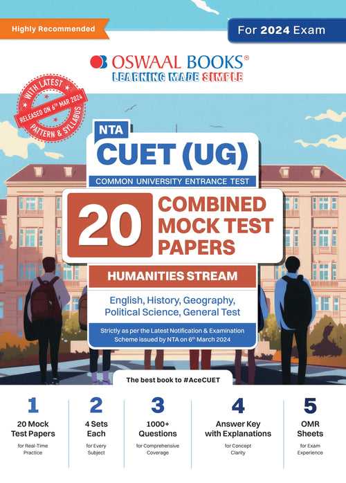 CUET (UG) Combined Mock Test Papers Humanities (English, History, Geography, Political Science,  General Test) For 2024 Exam