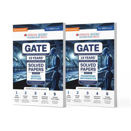GATE Chapter-wise Topic-wise 15 Years' Solved Papers 2010 to 2024 (Set of 2 Books) General Aptitude & Engineering Mathematics For 2025 Exam