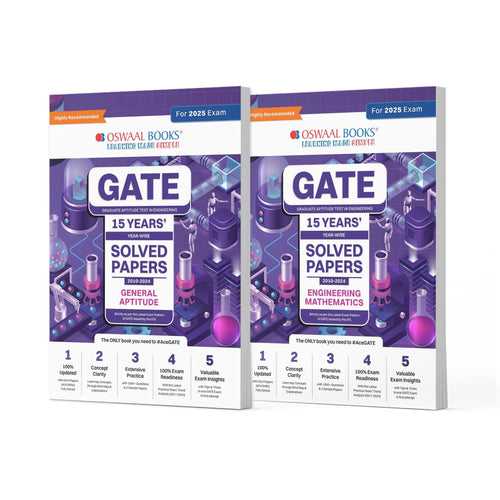 GATE Year-wise 15 Years' Solved Papers 2010 to 2024 (Set of 2 Books) General Aptitude & Engineering Mathematics For 2025 Exam