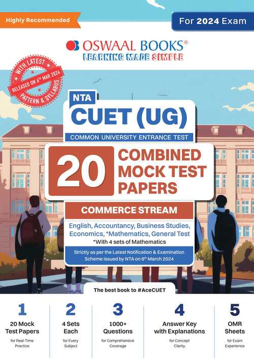 NTA CUET (UG) Combined Mock Test Papers Commerce (English, Mathematics, Accountancy, Economics, Business Studies, General Test) For 2024 Exam