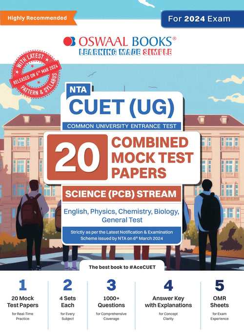NTA CUET (UG) Combined Mock Test Papers PCB (English, Physics, Chemistry, Biology, General Test) For 2024 Exam