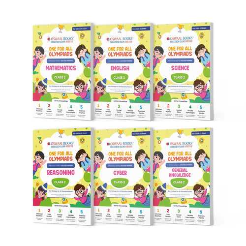 One For All Olympiad Previous Years' Solved Papers Class 2 (Set of 6 Books) Maths, English, Science, Reasoning, Cyber & General Knowledge (For 2024-25 Exam)