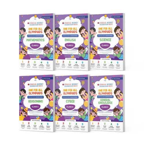 One For All Olympiad Previous Years' Solved Papers Class 5 (Set of 6 Books) Maths, English, Science, Reasoning, Cyber & General Knowledge (For 2024-25 Exam)