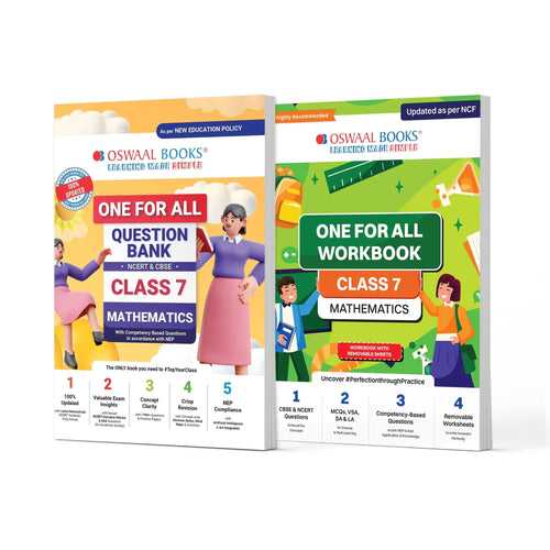 One For All Question Bank + One For All Workbook (NCERT & CBSE) Class 7 Mathematics (Set of 2 Books) | Updated As Per NCF For Latest Exam