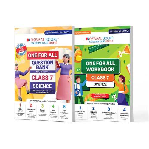 One For All Question Bank + One For All Workbook (NCERT & CBSE) Class 7 Science (Set of 2 Books) | Updated As Per NCF For Latest Exam