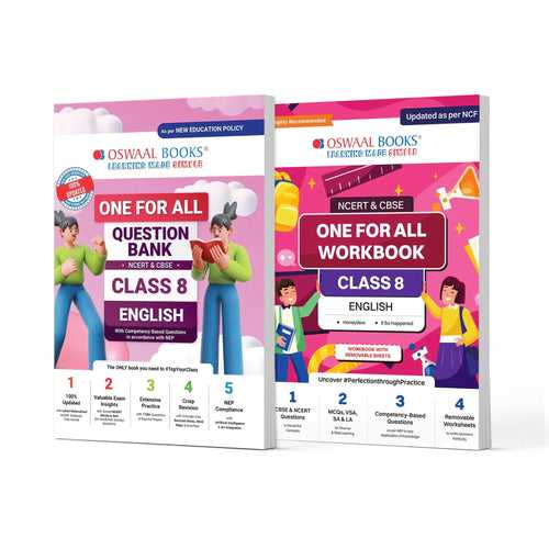 One For All Question Bank + One For All Workbook (NCERT & CBSE) Class 8 English (Set of 2 Books) | Updated As Per NCF For Latest Exam