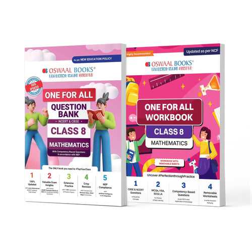 One For All Question Bank + One For All Workbook (NCERT & CBSE) Class 8 Mathematics (Set of 2 Books) | Updated As Per NCF For Latest Exam