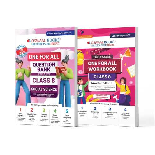 One For All Question Bank + One For All Workbook (NCERT & CBSE) Class 8 Social Science (Set of 2 Books) | Updated As Per NCF For Latest Exam