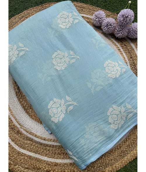 pure malai chanderi embroidered fabric