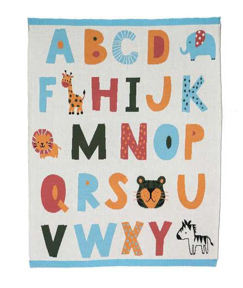 Alphabets Fun Baby Blanket, with Rib Border For Baby / Infant / New Born For Use In All Seasons