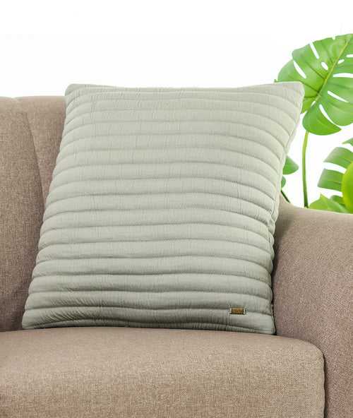 Waseme Ryegrass Cotton Knitted Quilted Decorative 18 X 18 Inches Cushion Cover