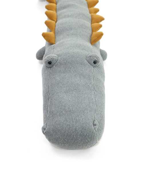Jaws Crocodile Cotton Knitted Stuffed Soft Toy (Light Grey Mel., Pale Whisper & Mustard)