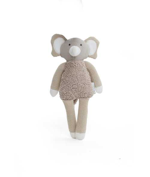 Tiny Trunk Cotton Knitted Stuffed Soft Toy (Silver Birch & Ivory)