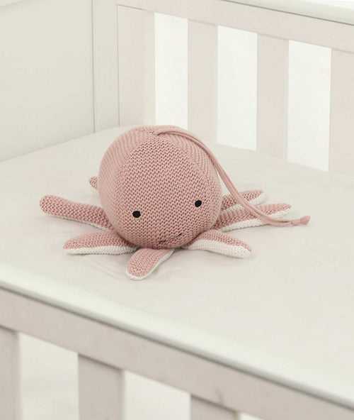 Ozy Octopus Cotton Knitted Stuffed Soft Music Toy (Cameo Pink & Ivory)