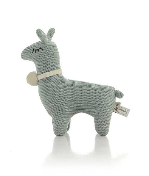 Sweet Llama Baby Blue Color 100% Cotton Knitted Stuffed Soft Toy for Babies / Kids