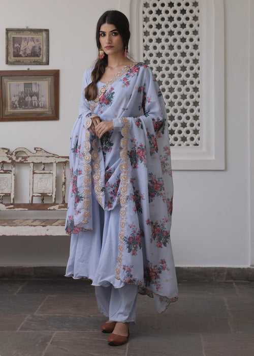 NIGAAR BLUE ANARKALI SET