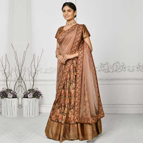 Bronze Desire Floral Pleated Lehenga Set