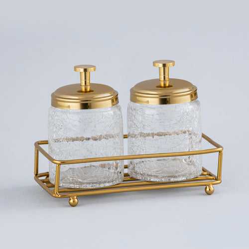 Iron & Glass Canister set(Gold)