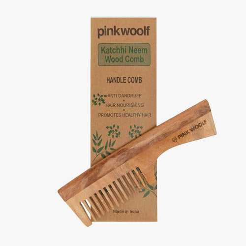 Neem Wooden Comb - Wide Teeth With Handle