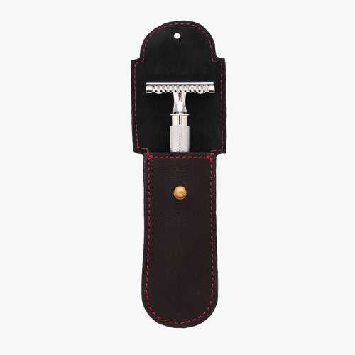 Pink Woolf Leather Razor Cover - BLACK