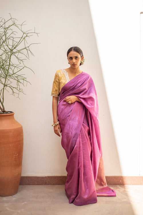 Mika- Mauve Silk Chanderi Saree