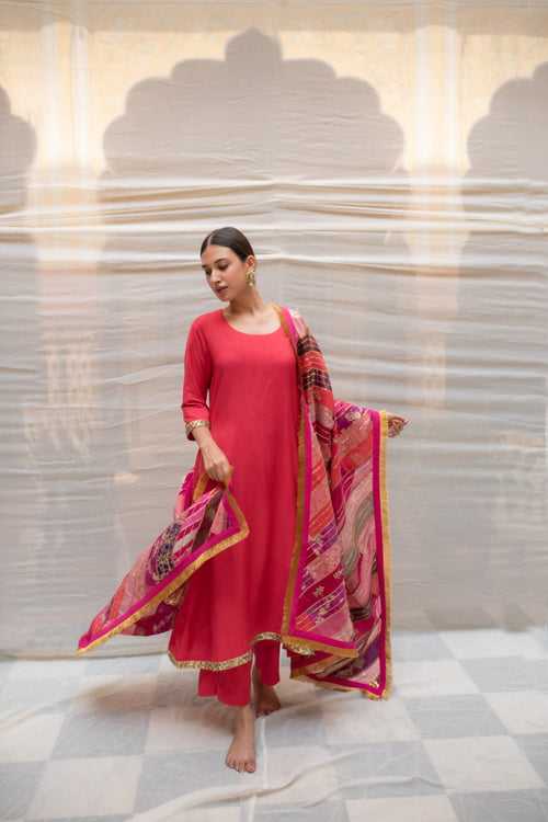 Parvati- Pink Upcycled Patchwork Dupatta