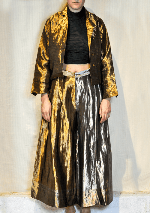 Metallic Gold flared trousers