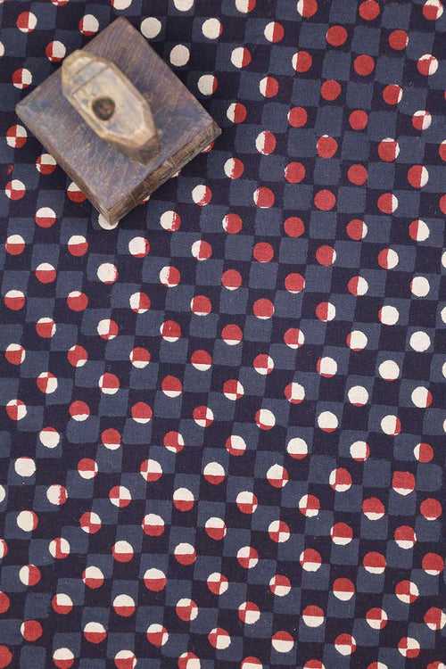 Abstract Dots Over Print Ajrakh Fabric