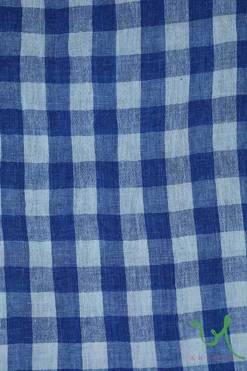 Indigo Gingham Checks Kala Cotton Fabric