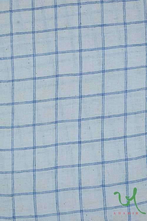 Indigo White Dual Line Checks Kala Cotton Fabric