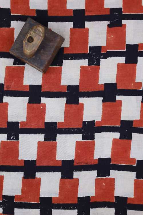 Square Layerr Over Print Ajrakh Fabric