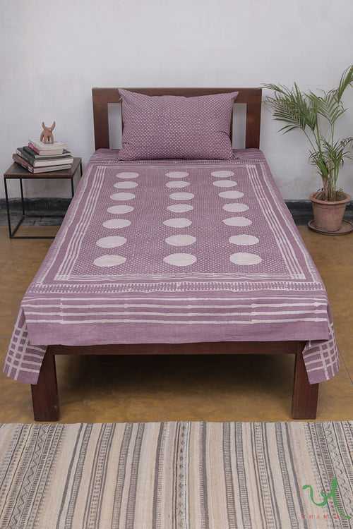 Lavender Contemporary polka Batik SIngle Bedsheet