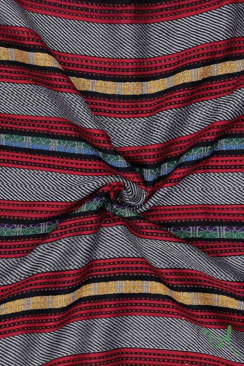 Multi Stripes Handloom Mashru Fabric