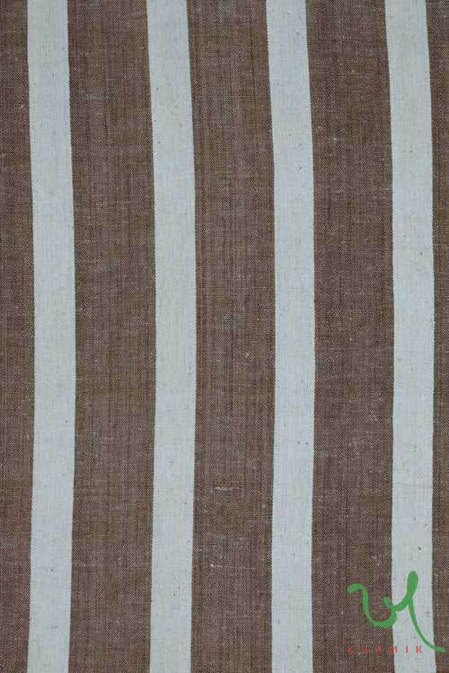 Brown Off White Striped Kala Cotton Fabric