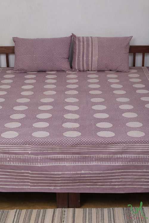 Lavender Contemporary polka Batik Double Bedsheet